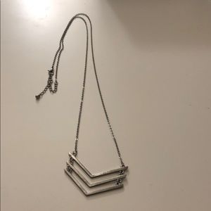 Silver chevron long necklace